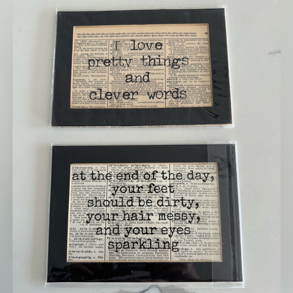 Vintage Dictionary Inspirational Quotes Art, Set of 2 By Junxtaposition, 7” X 5”